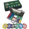 Bullets Playing Cards, Designer Poker Case Tony Deluxe Poker Set con 300 fiches di Clay Poker, Guida al Poker, Pulsante del Dealer e Carte da Poker in plastica con proiettili