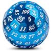 DNDND Blue D100 - Set di dadi singoli in metallo a 100 lati, con custodia in metallo e custodia in velluto per giochi da tavolo (blu con numero bianco)