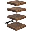 FURNITABLE Mensola da Muro Set di 4 Mensola da Parete Compatte da 20 x 20 cm, in MDF, per Bagno, Cucina, Corridoio, Marrone Vintage