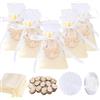 Fantasyon 50 pz Sacchetti Portaconfetti Comunione Set, Sacchetti Juta Bomboniere Nascita con Ciondoli di Legno Comunion Veli di Tulle e Organza Nastro Raso, per Comunione Battesimo Nascita Matrimonio