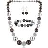 FULU AUTUMN 3 Pcs Parure di Gioielli, Set di Collana con Perle Grandi, Bracciale e Orecchini, Regalo di Compleanno per Donna, Pietra, Nessuna pietra preziosa
