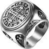 OIDEA Anello Croce di San Benedetto: Anello per Uomo Religioso Maschile dell'Ordine del Diavolo, in Acciaio Inox Ipoallergenico, Taglia 17 a 30 - Per Uso Quotidiano e Regalo, #9(60mm)=ES20, Acciaio