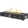 Onlyfire Braciere a gas rettangolare da tavolo, 6,5 kW, riscaldatore a gas per esterni con rocce laviche e protezione antivento in vetro, braciere a propano per patio, cortile ed esterni, montato sul