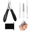Kluz Tronchesino per Unghie dei Piedi Curvo, Set da 5 Pezzi con Pinzetta, Acciaio Inox per Unghie Incarnite e Spesse, Regalo