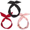 Duories 3 fasce per capelli vintage da donna, fascia per capelli da donna, con filo di ferro flessibile, flessibile, con fiocco, accessorio per capelli, accessorio per donna e ragazza, set B
