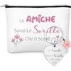Weewooday Set Regalo per Migliore Amica e Sorella 1 Borsa per Cosmetici 1 Portachiavi dell'Amicizia con Ciondolo a Forma di Fiore Pochette per Trucchi Borsa Toilette Beauty Case per Compleanno
