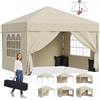 JUMMICO Gazebo 3x3 Pieghevole｜Assemblaggio in 5 Minuti｜Altezza Regolabile & 10cm più Alta｜Stabile al Vento & Impermeabile｜Protezione UV 50+｜Per Giardino, Campeggio & Feste Beige