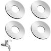 SLIVERBA Rosetta per Rubinetto Copri Tubo, Rubinetto Rosetta Acciaio Inox 4 pezzi Ø 23mm, Autoadesiva Foro Valvola Copertura, Anti-Ruggine e Durevole, Protezione per Tubi e Rubinetto