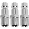 Greacesrio 3 Pcs Attacchi Connettore rapidi europei 1/4BSP Raccordi Aria Compressa, Rapido per innesto aria e connettori Maschio, Compressori per Linea, per Tubo dell'Aria per Compressi