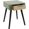 HOME DECO FACTORY Comodino Bicolore-48 x 37 x 34,8 cm, Colore: Verde, Legno, Multicolore, 48 X 37 X 34.8 Cm