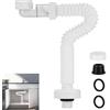 Starvortex Sifone Lavabo Bagno Flessibile, 1 1/4 Sifone Lavello Salvaspazio, Scarico Lavabo Sostituibile, Antiodore Sifone, Tubo Scarico Lavandino Estensibile 320-780mm per Bidet Cucina Bagno, Bianco