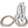 BONGELLI PREZIOSI Figura Statua Moderna Stilizzata Coppia Innamorati Infinito 14x12cm Marmorino Base Nocciola