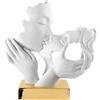 BONGELLI PREZIOSI - Statua Figura Moderna Coppia Face Bianco Oro 25x23cm Marmorino