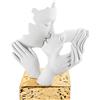 BONGELLI PREZIOSI - Statua Figura Moderna Coppia Face Bianco Oro 14x11cm Marmorino