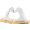 BONGELLI PREZIOSI Decorazione Mani a Cuore 16x9cm Bianco Base Oro Marmorino