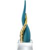 BONGELLI PREZIOSI Cornetto Corni Intrecciati Base Cristallo 20cm Ottanio Oro Marmorino