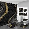 Gibelle Set di 4 tende da doccia in marmo di lusso con tappeti antiscivolo, coperchio WC e tappetino da bagno, set di decorazioni per il bagno con tenda da doccia, tappeti e accessori