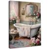 Dazzlewall Incorniciato Decorazione Murale Bagno Elegante, Poster con Vasca a Tema di Rose Rosa Romantiche per Bagno Toilette 30×40 cm
