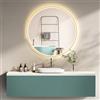 HOKO® Specchio da Parete per Bagno 60cm con Cornice in Metallo Dorato. Specchio Rotondo Economico in Energia, Interruttore Tattile, Funzione Memoria, LED Variabile 2700-6500K Caldo-Freddo-Neutro