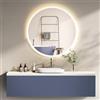 HOKO Specchio Rotondo LED Antiappannamento 80cm con Cornice in Metallo Bianco. Specchio da Parete per Bagno con Illuminazione LED+Sensore Tattile+Luce Regolabile 2700-6500K Caldo-Freddo-Neutro