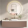 HOKO® Specchio da Parete Design Rotondo 60cm con Illuminazione LED Economica e Cornice in Metallo Nero. Interruttore Tattile, Cambiamento del Colore della Luce da 2700 a 6500K, Caldo-Freddo-Neutro