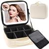 Suupvaor Borsa per il trucco da viaggio con specchio illuminato Partizionabile Makeup Train Case Cosmetic Make up Organizer Bag con 3 modalità di colore Dimming Light up Mirror