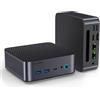 ALLIWAVA H90Pro Mini PC, Ryzen 7 8745HS (8C/16T, fino a 4,9 GHz), Radeon 780M, 16GB DDR5, SSD PCIe 1TB, 2 x LAN 2,5G, WiFi 6, HDMI/USB-C/DP Uscita, Mini Computer per Gaming, Ufficio, Editing