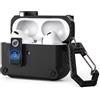 ORICO Custodia ORICO AirPods Pro 2/1: Anticurto, apertura a un pulsante, chiusura magnetica, nera con moschettone (2022/2019)