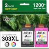 KINGJET 303 XL 303XL Multipack Cartucce di ricambio per cartucce HP 303 Multipack per HP Envy 7830 Cartucce per HP Envy Photo 6230 6232 6220 7130 7134 6234 6222 6255 6258