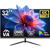 Gawfolk Monitor 32 Pollici 4K 60 Hz PC Schermo Senza Cornice per Computer