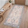 BEIMO Tappeto 80x150 cm per Zona Letto o Angolo Relax, Base Antiscivolo TNT, Stile Boho Chic, Lavabile in Lavatrice - Blu e Rosa
