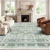HOMFINE Tappeto Salotto Vintage Verde 200x300 cm - Lavabile in Lavatrice Antiscivolo Pelo Corto Morbido Grande per Camera da Letto Soggiorno Sala da Pranzo