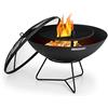 Blumfeldt Orbit - Braciere in Acciaio 3in1, Bracere, Griglia con 4 Regolazioni in Altezza: Ø 40 cm e Tavolino, Ø 60 cm, Braciere con Parascintille, Nero