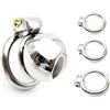 AMAZBEE Gabbia di castità in acciaio inossidabile per uomo con lucchetto, 3 misure di anello 40/45/50 mm, design traspirante, superficie liscia, accessorio intimo per adulti