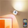 LuminexDesigns Applique da Parete Senza Fili Ricaricabile LED per Interni, RGB 7 Colori Dimmerabile, Bianco, con Telecomando e Touch, Timer, Lampada da Parete per Camera, Bagno e Cucina