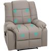 HOMCOM Poltrona Relax Massaggiante in Finta Pelle, Poltrona Ergonomica con 8 Punti Massaggio e Reclinazione 165°, Grigio