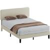 HOMCOM Struttura Letto Matrimoniale 140x200 cm Testiera Regolabile in Altezza Imbottita in Velluto a Coste, Letto Matrimoniale con Doghe in Legno, per Camera da Letto, Montaggio Facile, Grigio Chiaro