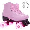 ERNAN Pattini a 4 ruote, pattini paralleli con ruote luminose, top alto classico, pattini a rotelle per adulti, bambine, bambini e principianti, taglia 37-43 (Pink, 40)