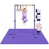 Original Cup Set Ginnastica Bambini Viola | Tappetino Ginnastica 200x140x1 cm + Barra Ginnastica 90-150 cm Regolabile + 2 Anelli | Fitness Allenamento Casa Yoga Equilibrio Ginnastica Antiscivolo | Aerobik