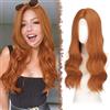 FESHFEN Parrucca Lunga Ondulata - Lace Front Parrucca per Donna Lunghe Ondulate Arancione Wigs Naturali Sintetici Capelli Parrucche Uso Quotidiano Festa, 60 cm