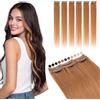 Elailite Extension Capelli Veri Clip Ramato Remy Human Hair Naturali Set da 6 Ciocche Singole con Silk Lace 25cm 31gr (#30 Castano Ramato Chiaro)