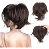 RPAEOY Coda Capelli Extension Sintetica Finta di Cavallo Posticci Artiglio Clip in Naturale Estensione Micro Ondulato Cavallo Dritta Corta e Disordinati Bun Extension per Donna (Marrone Scuro)