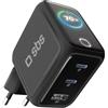 SBS Pulse Power 70W USB-C, Tecnologia GaN, Power Delivery (PD 3.0 PPS), Smart Display AI, Controllo Touch, AFC, Alimentatore con Ricarica Rapida, Caricatore per Notebook, Tablet, iPhone, Android