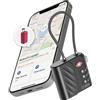 SBS Track My Lock - Lucchetto TSA con Localizzatore Finder Integrato, Compatibile Apple Dov'è (iOS), Blocco a Combinazione 3 Cifre, Allarme 60 dB, Ricarica USB-C, Ideale per Valigie e Borse, Nero