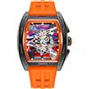 findtime Orologio da polso da uomo Tonneau Design Scavato Analogico al Quarzo Orologio Meccanico Grande Quadrante Colorato 5ATM Impermeabile Luminoso Orologi Militari Leggero Cinturino In Silicone