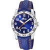 LOTUS Orologio Bambino Analogico Pelle Blu - Movimento al Quarzo - Vetro Minerale Alta Resistenza - Impermeabile 5 ATM - Classico 18665/2 - Junior Collection Con Bracciale Regalo
