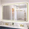 S'bagno Specchio Bagno con Luce 120x70 cm, Specchio Bagno Led con Cornice in Alluminio, Anti-Fog, 3000-6500K, Funzione Memoria, IP44 Impermeabile, Orizzontale/Verticale, Oro