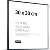 JUNOMI® Cornice portafoto 30 x 30 cm, alluminio nero opaco elegante - profilo slim, vetro acrilico antiurto, appendiatura orizzontale e verticale