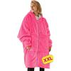 O³ Coperta con cappuccio XXL - Plaid con maniche, Coperta indossabile in pile, Felpa oversize donna, Blanket hoodie - Confortevole e morbido - Perfetto per le notti invernali sul divano (Rose zipper XXL)
