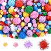 NACHLYNN 1000 pompon glitterati per fai da te, confezione grande, 4 misure, colorati, morbidi, soffici, per fai da te, attività decorative, con custodia (multicolore)